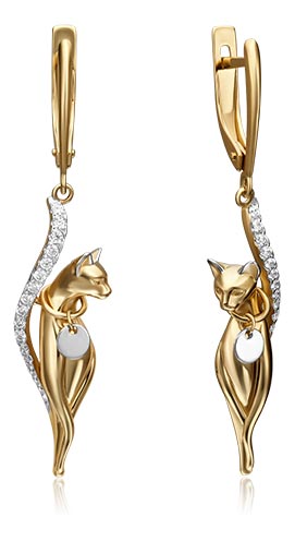 

Серьги-подвески из золота с фианитом PLATINA jewelry 02-4396-00-401-1121-48, 02-4396-00-401-1121-48