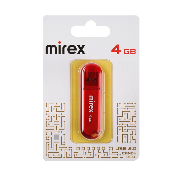 Флешка MIREX CANDY RED, 4 Гб 4 ГБ красный (9284245)