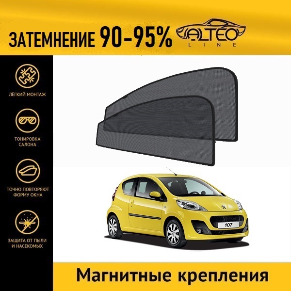 Автошторки ALTEO на Peugeot 107, 2 рестайлинг (2012-2015) хэтчбек 3d