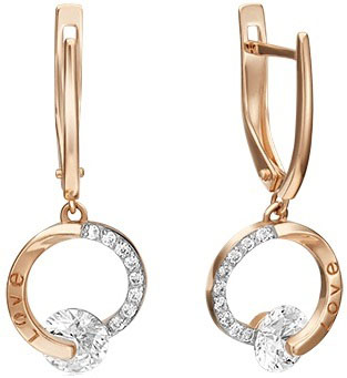 

Серьги из красного золота с фианитом swarovski PLATINA jewelry 02-4495-00-501-1110-38, 02-4495-00-501-1110-38