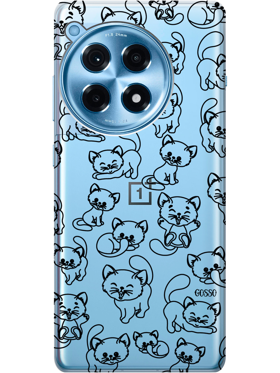 

Силиконовый чехол на OnePlus 12R с рисунком "Cute Kitties" прозрачный, Прозрачный;черный, 20012110