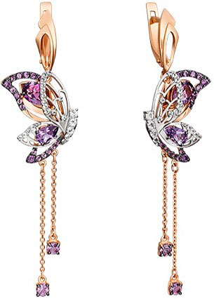 

Серьги из красного золота с аметистом/топазом PLATINA jewelry 02-4571-00-225-1111-46, 02-4571-00-225-1111-46