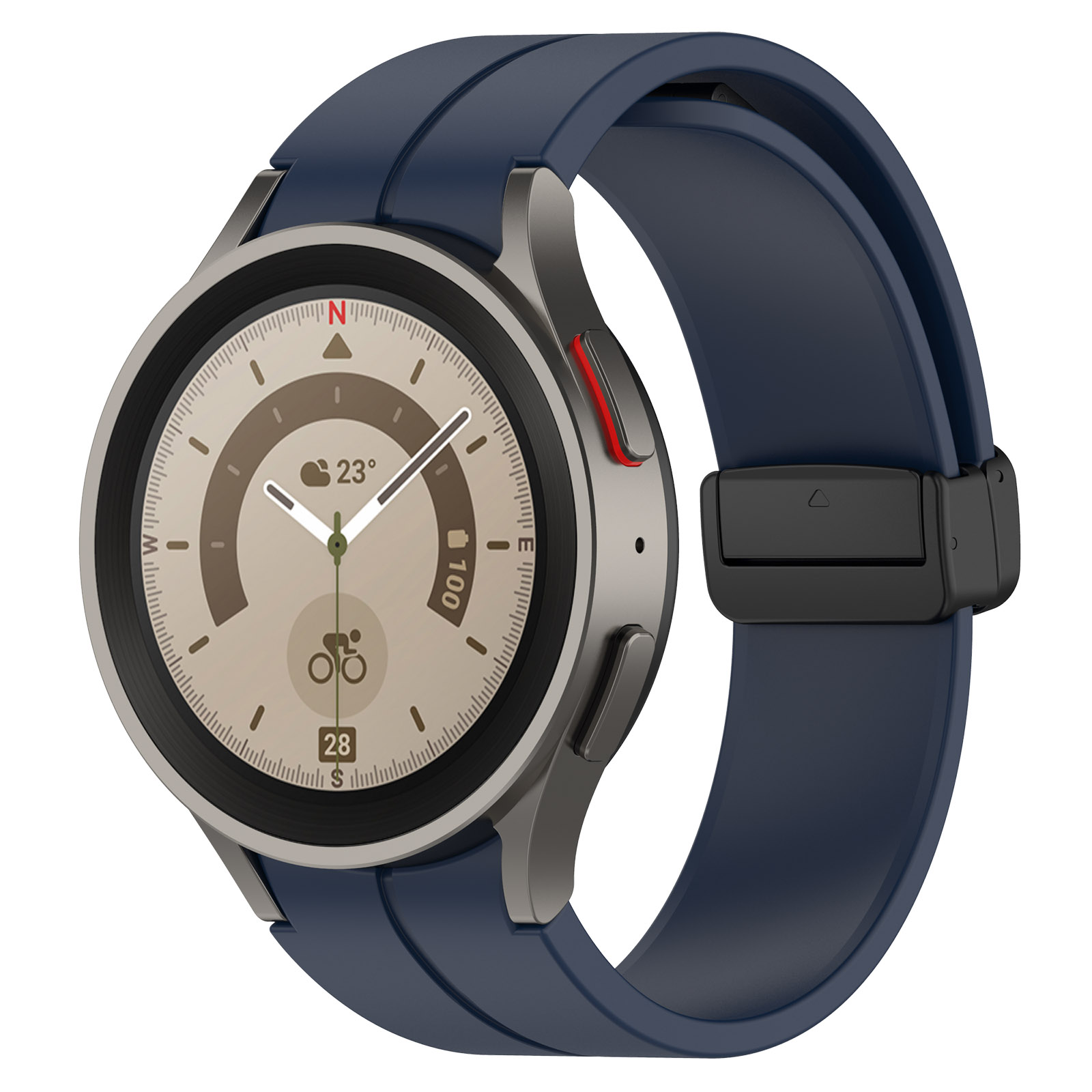 Силиконовый ремешок для Samsung Galaxy Watch 4/5/6, L, черная застежка, темно-синий