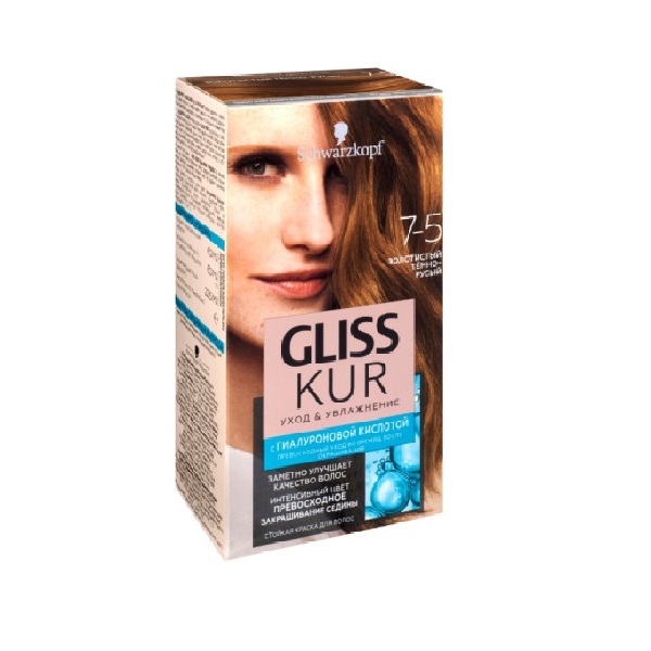 фото Стойкая краска для волос gliss kur уход & увлажнение, 7-5 142,5 мл