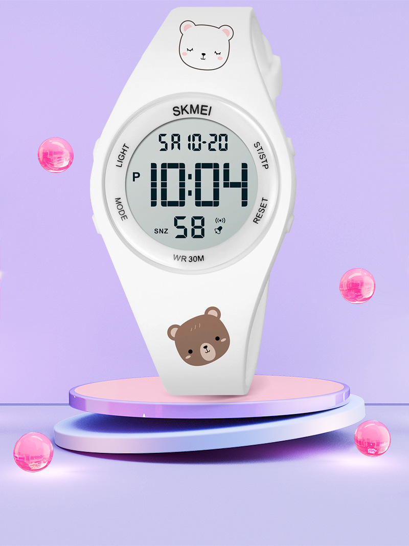 Часы наручные детские электронные SKMEI круглые, с секундомером и будильником