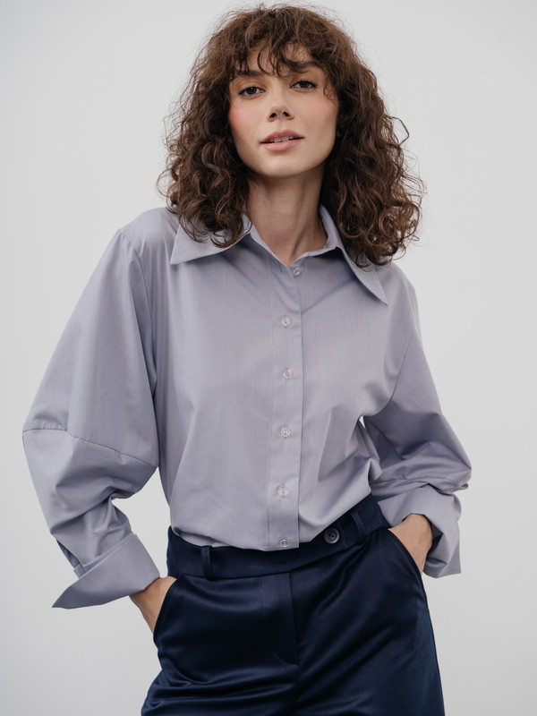 Рубашка женская Модный дом Виктории Тишиной Сияна серая S