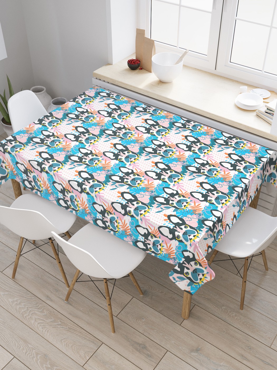 

Скатерть прямоугольная JoyArty "Собака в кустах" из оксфорда, 180x145 см, Голубой, Собака в кустах