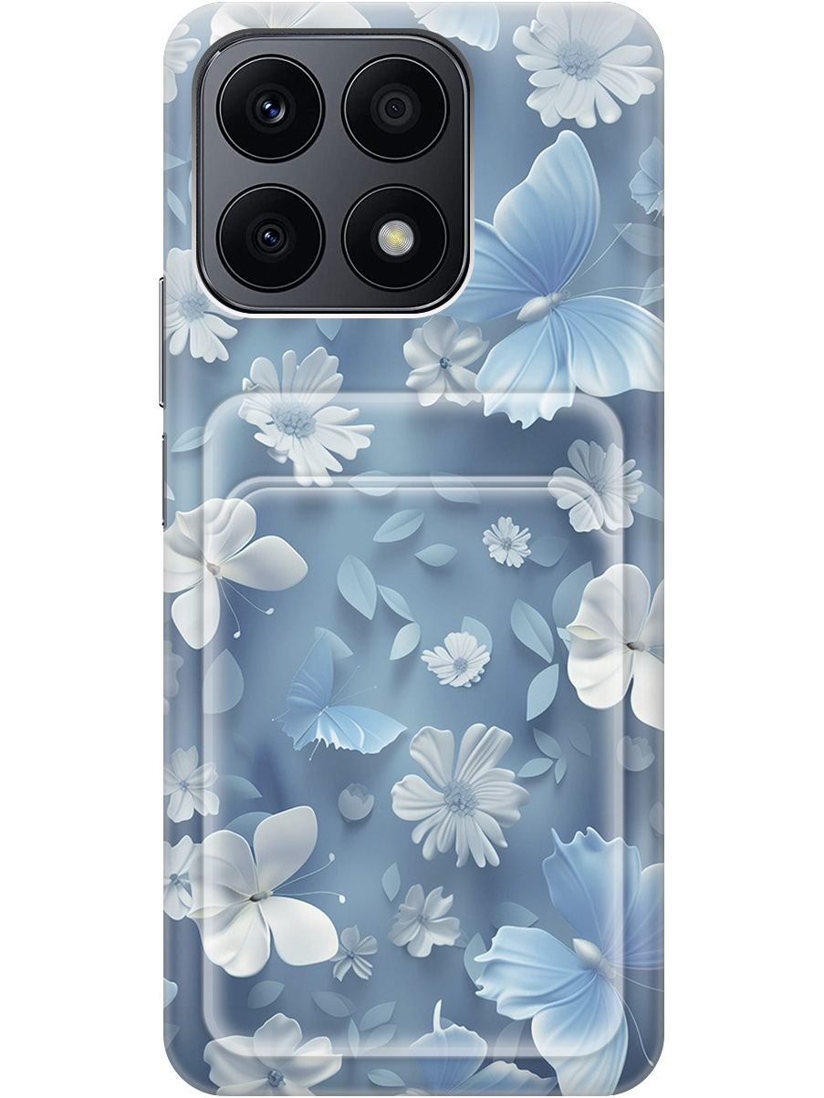 

Силиконовый чехол на Honor X8a с принтом "Голубые бабочки" с карманом для карты прозрачный, Прозрачный;белый;голубой, 768741610