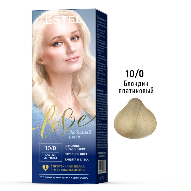 

Краска для волос ESTEL LOVE 10.0 блондин платиновый 50+50+15 мл, Краска для волос