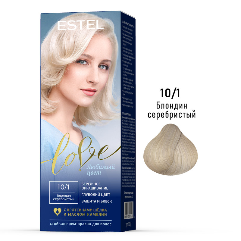 

Краска для волос ESTEL LOVE 10.1 блондин серебристый 50+50+15 мл, Краска для волос
