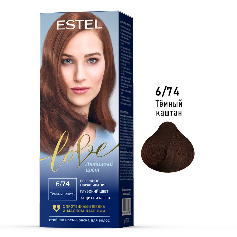 

Краска для волос ESTEL LOVE 6.74 темный каштан 50+50+15 мл, Краска для волос