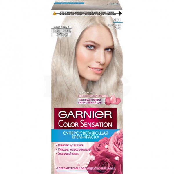 фото Крем-краска для волос garnier color sensation 901 серебристый блонд