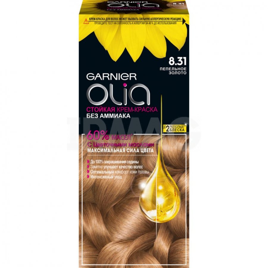 фото Крем-краска для волос garnier olia 8.31 пепельное золото