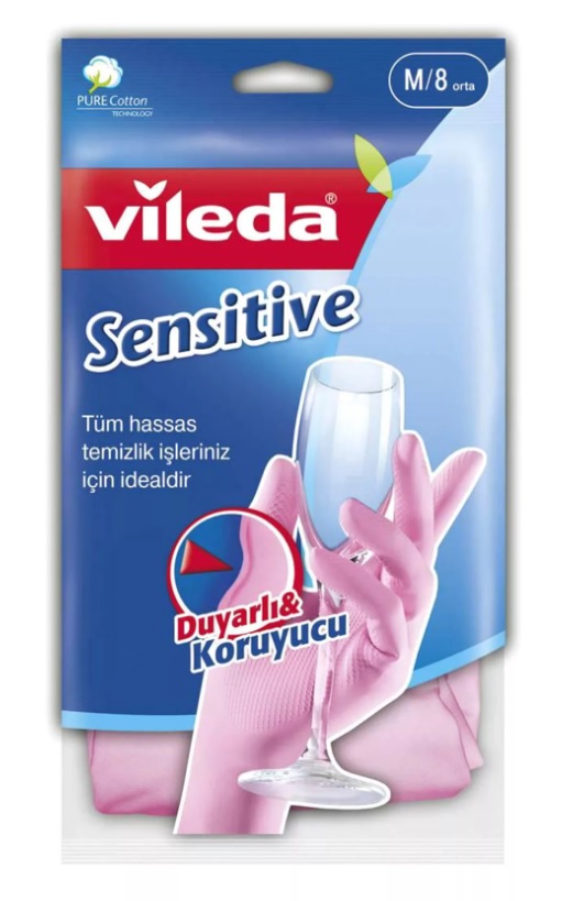 

Перчатки Vileda Candy Sensitive розовые размер, Розовый
