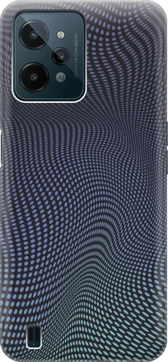 

Силиконовый чехол на realme C31 с принтом "Изгибы из точек", Синий;черный, 1569300
