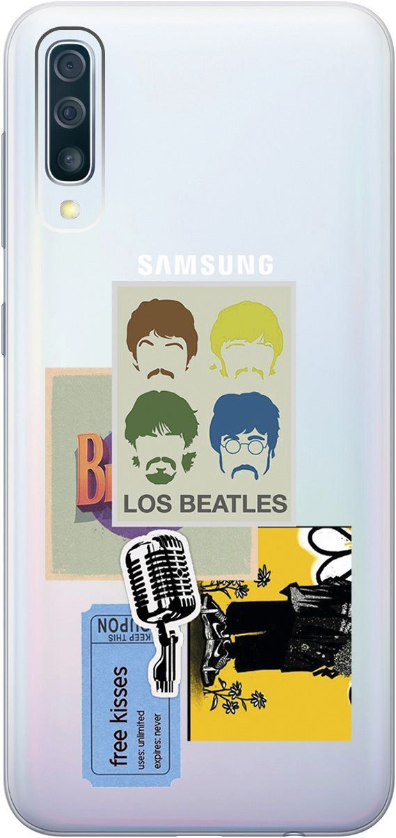 

Чехол на Samsung Galaxy A50 "Beatles Stickers" прозрачный, Прозрачный;бежевый, 5383