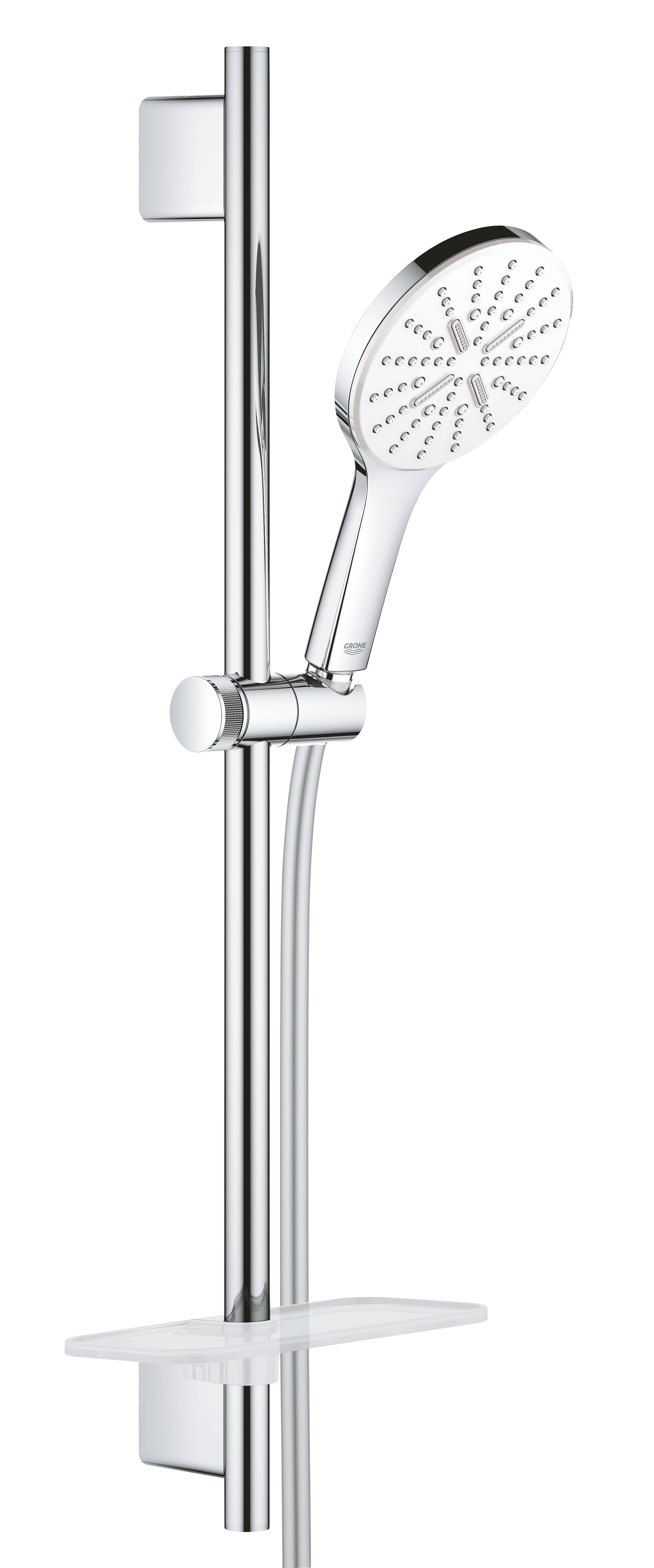 

Душевой гарнитур GROHE Rainshower SmartActive 130, 3 вида струй, белая луна (26576LS0), Хром