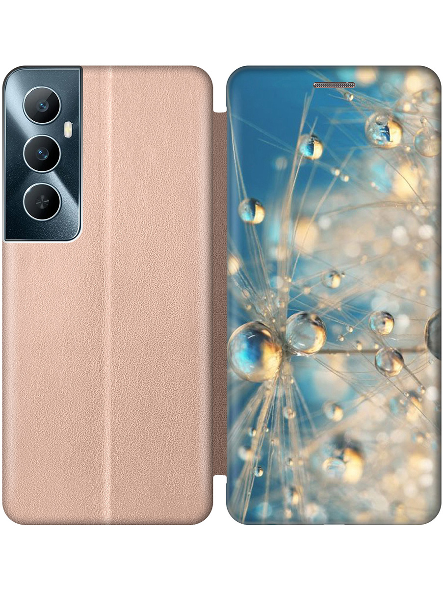 

Чехол-книжка на Realme C65 с принтом "Одуванчик в капельках" золотой, Золотистый;бежевый;синий, 783983821