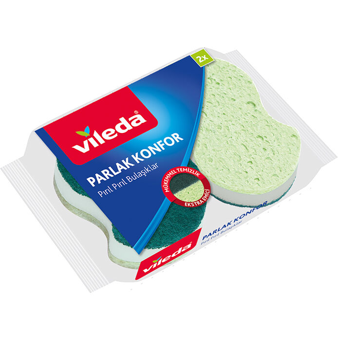 

Губка для мытья посуды Vileda Parlak Konfor Sunger с 2-мя выемками, Зеленый