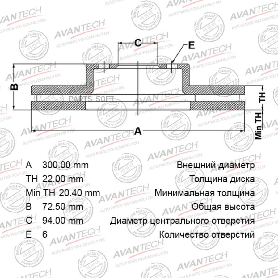 

AVANTECH BR0532S Диск тормозной 1шт