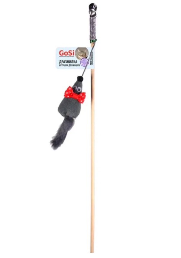 

Игрушка для кошек GoSi Мышь Микки на веревке флажок