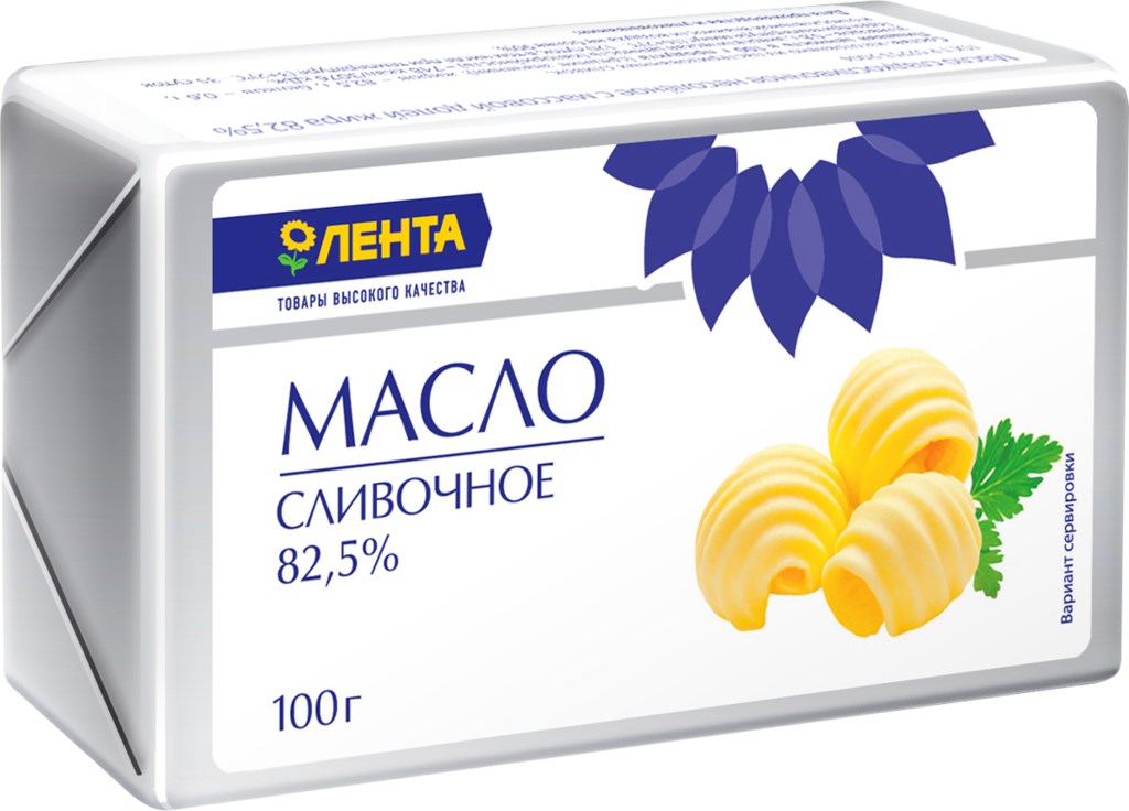 

Сливочное масло несоленое Лента Life 82,5% 150 г