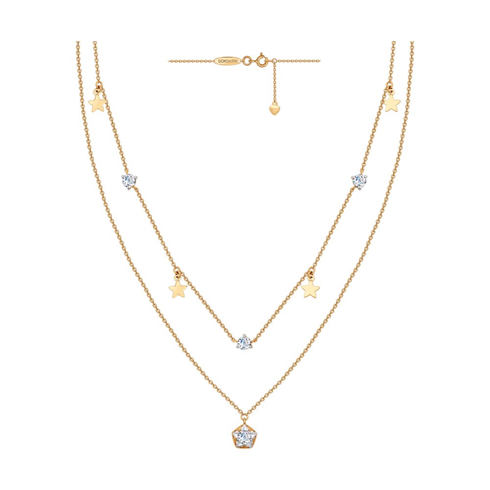 

Колье из красного золота 45 см ЯХОНТ Ювелирный 181722, фианит, 181722