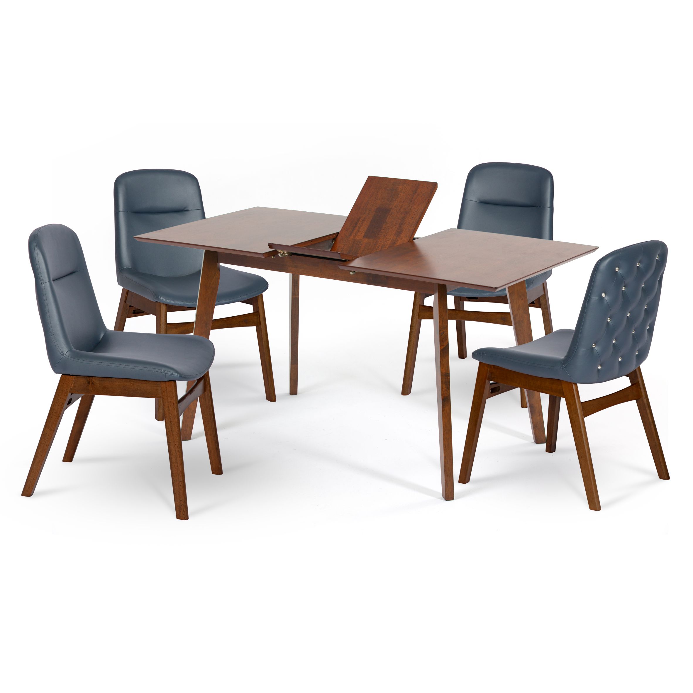 фото Комплект обеденный стол раздвижной и 4 кресла экодизайн sandakan bangi navy blue