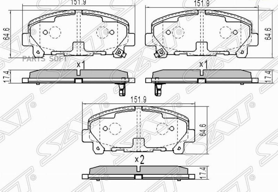 

SAT ST-45022-TL0-G51 Колодки тормозные перед Honda Accord CU 2.4 1шт