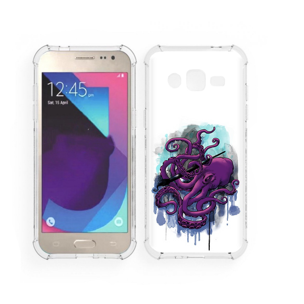 

Чехол MyPads Tocco для Samsung Galaxy J2 фиолетовый осьминог (PT226924.572.658), Прозрачный, Tocco