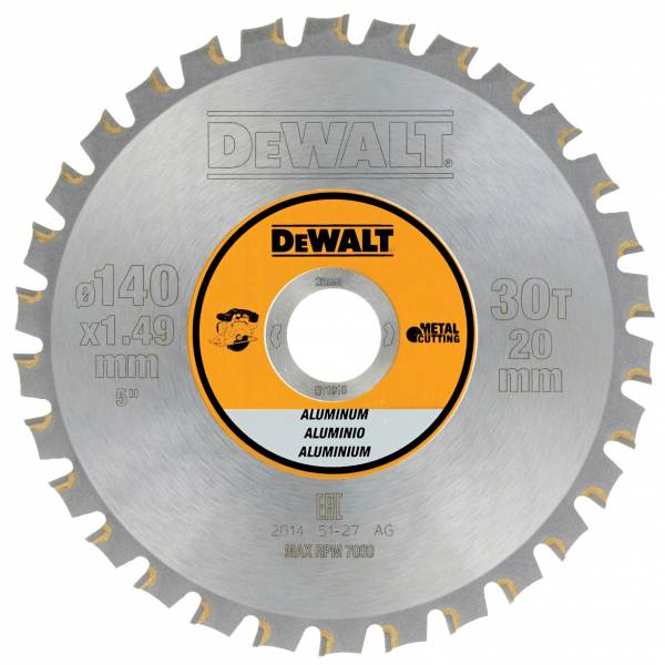 фото Пильный диск dewalt metal cutting dt1910, 140/20 мм.