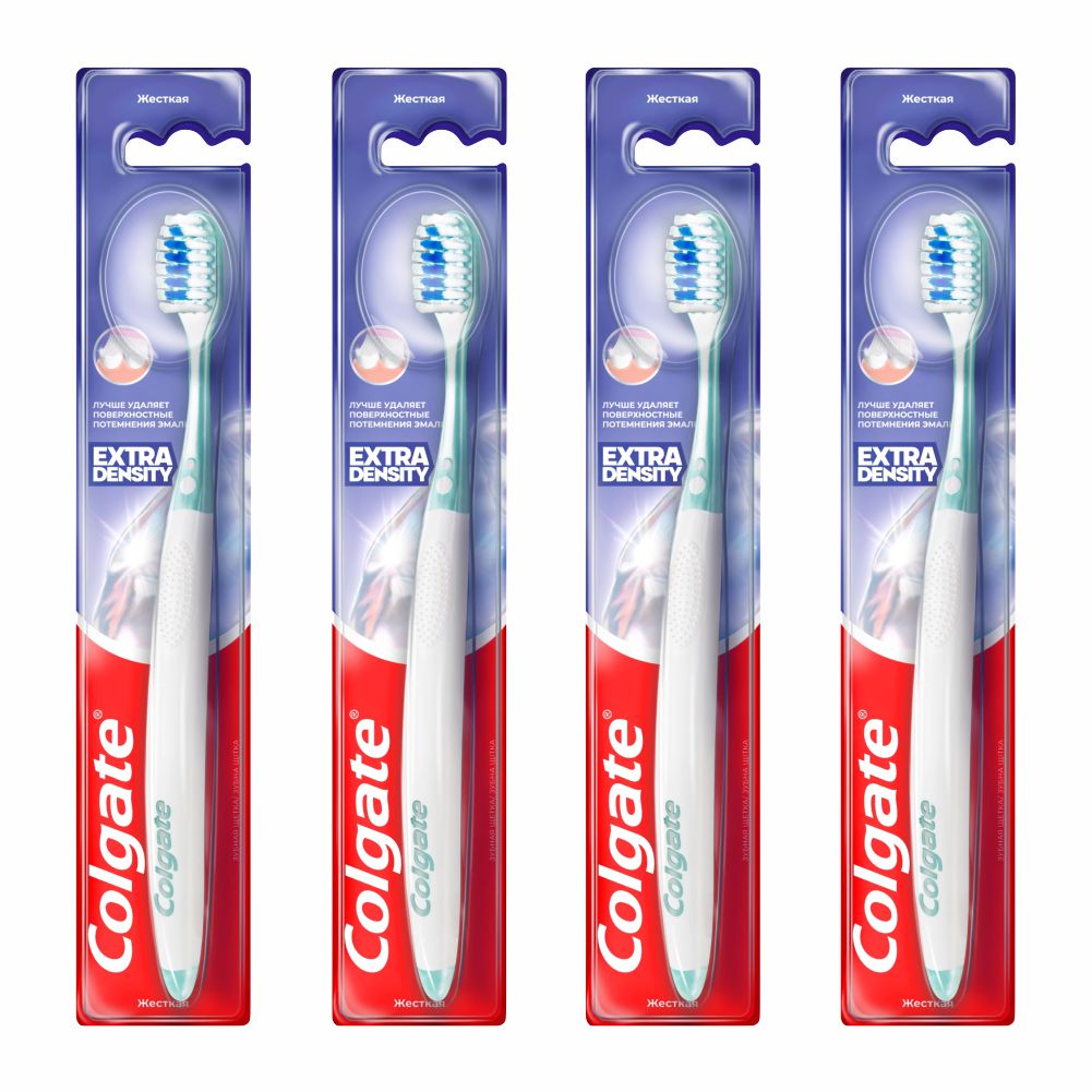Комплект Зубная щетка Colgate Extra Density жесткая 4 шт зубная щетка evermex extra clean жесткая фиолетовая