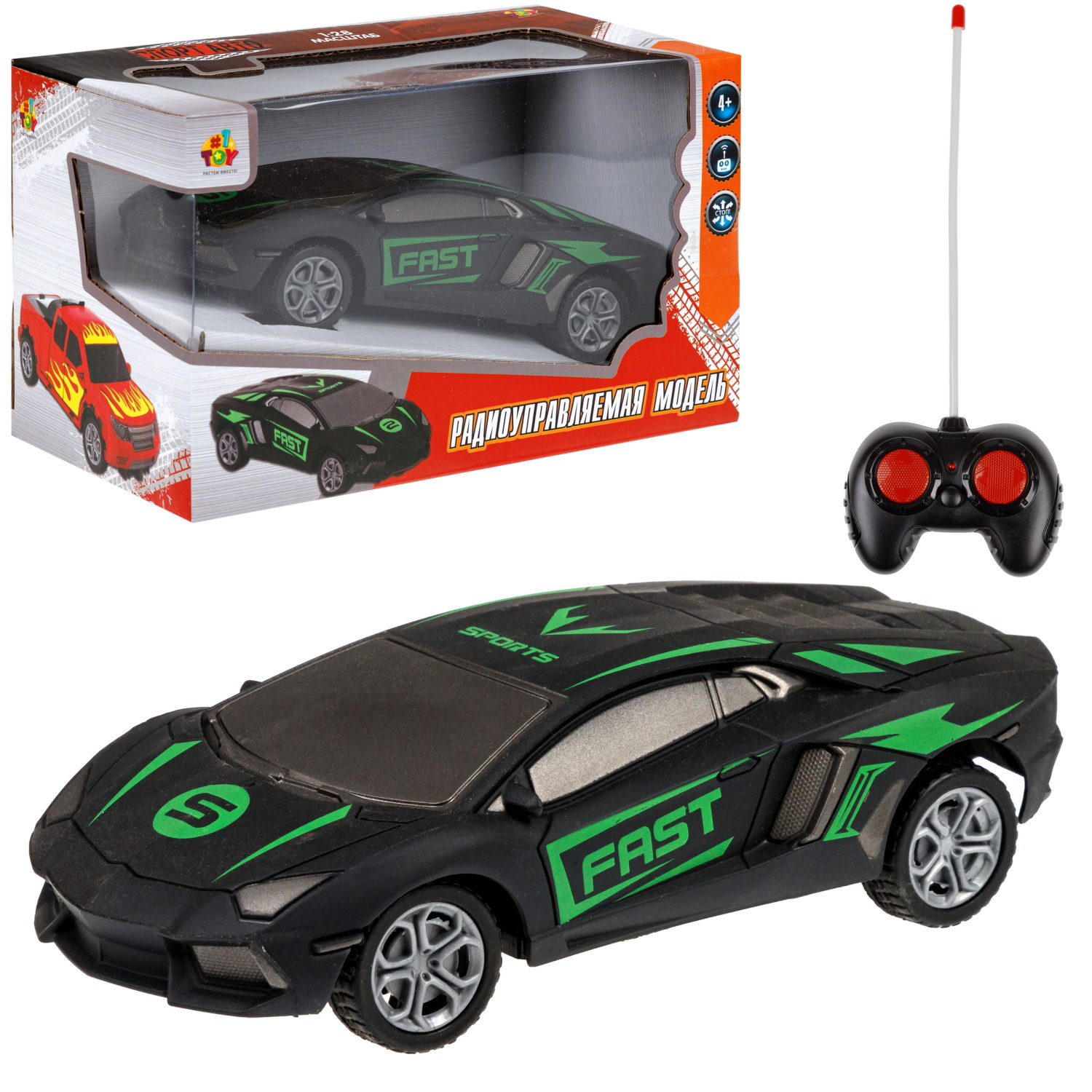 

Машинка 1toy Спортавто спорткар р/у 1:43 черный, Т24273