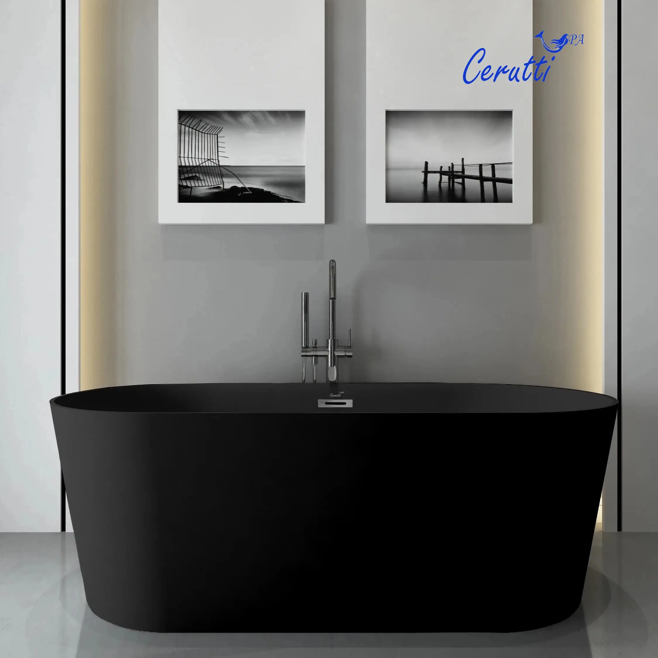 

Ванна акриловая Cerutti SPA RESIA MB отдельностоящая матовый черный 1680x730x580, RESIA MB