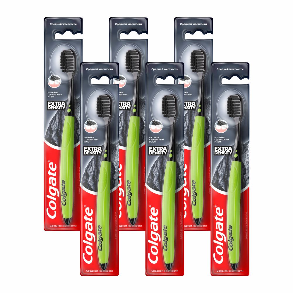 Комплект Зубная щетка Colgate Extra Density средняя 6 шт комплект colgate зубная щетка массажер средняя 2 шт