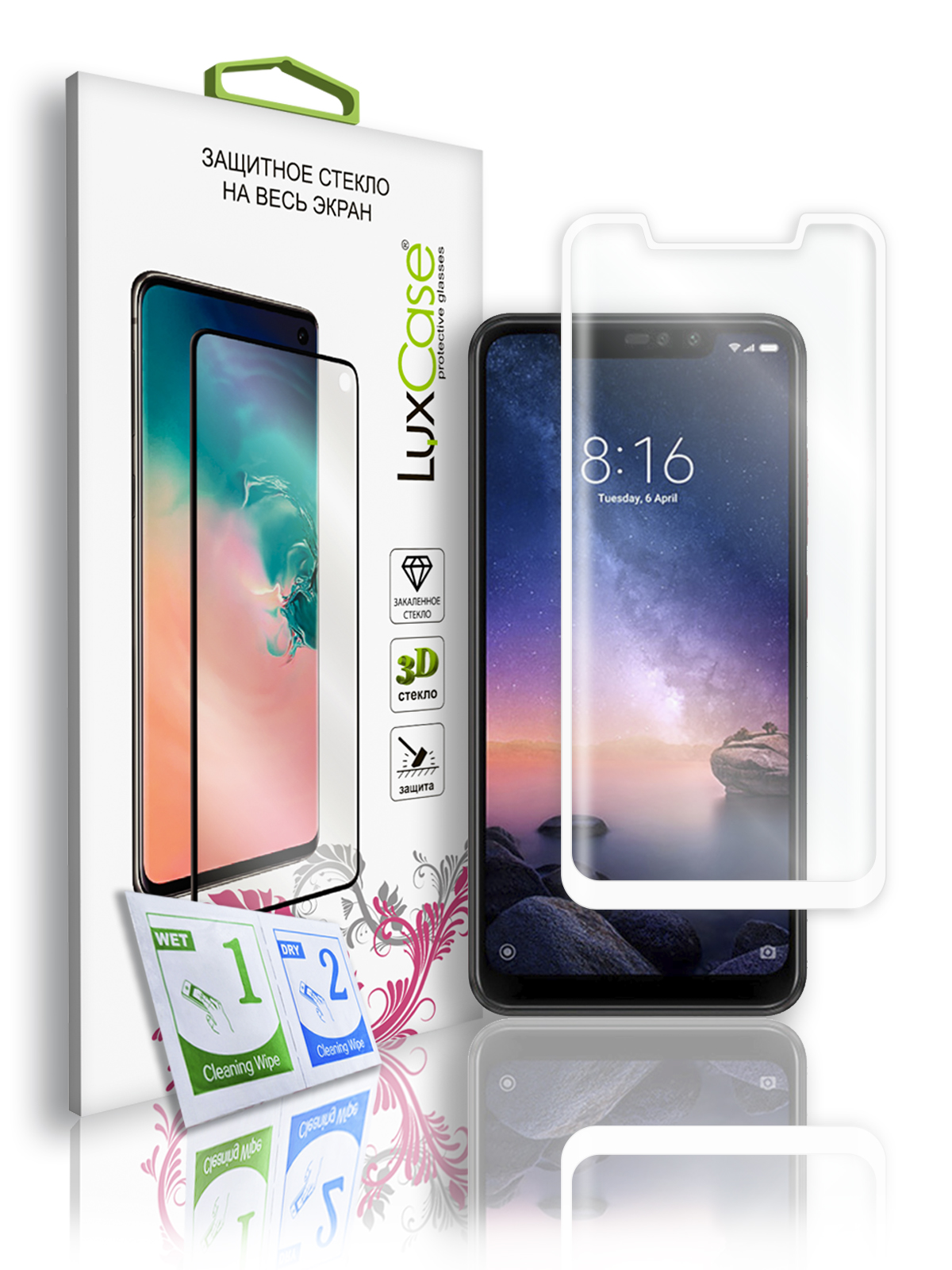 

Защитное стекло LuxCase для Xiaomi Redmi Note 6, 3D, Белая рамка, 77403