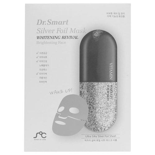 фото Маска для лица dr. smart silver foil mask whitening revival 25мл dr.smart