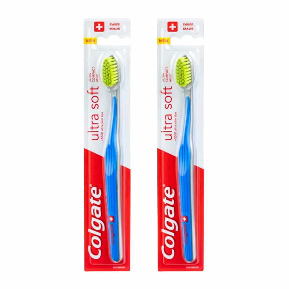 Комплект Зубная щетка Colgate Ultra Soft мягкая 2 шт зубная щетка colgate шёлковые нити с древесным углем мягкая 1 1шт