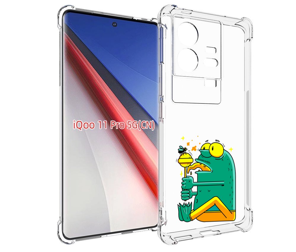 

Чехол бампер MyPads Зеленая лягушка с чупа чупсом для Vivo iQOO ..., Прозрачный, Tocco
