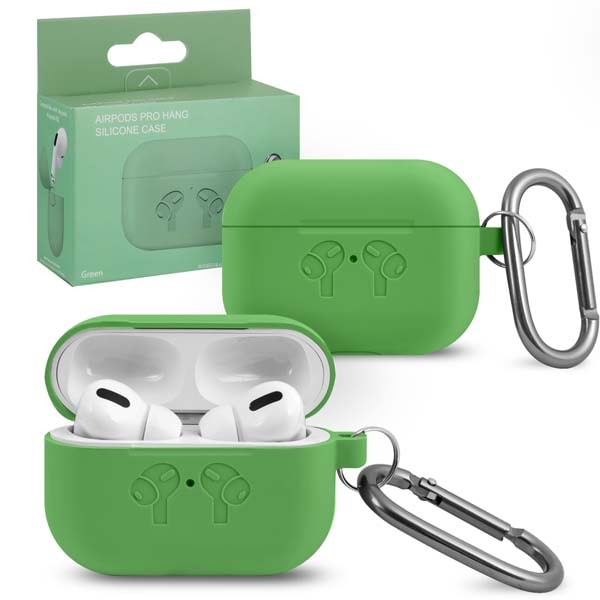 фото Чехол airpods pro hang silicon сase с карабином hf green nobrand