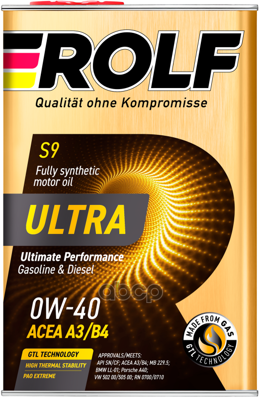 

ROLF Масло Моторное Rolf 0W40 (4Л) Ultra S9 (Acea A3/B4)