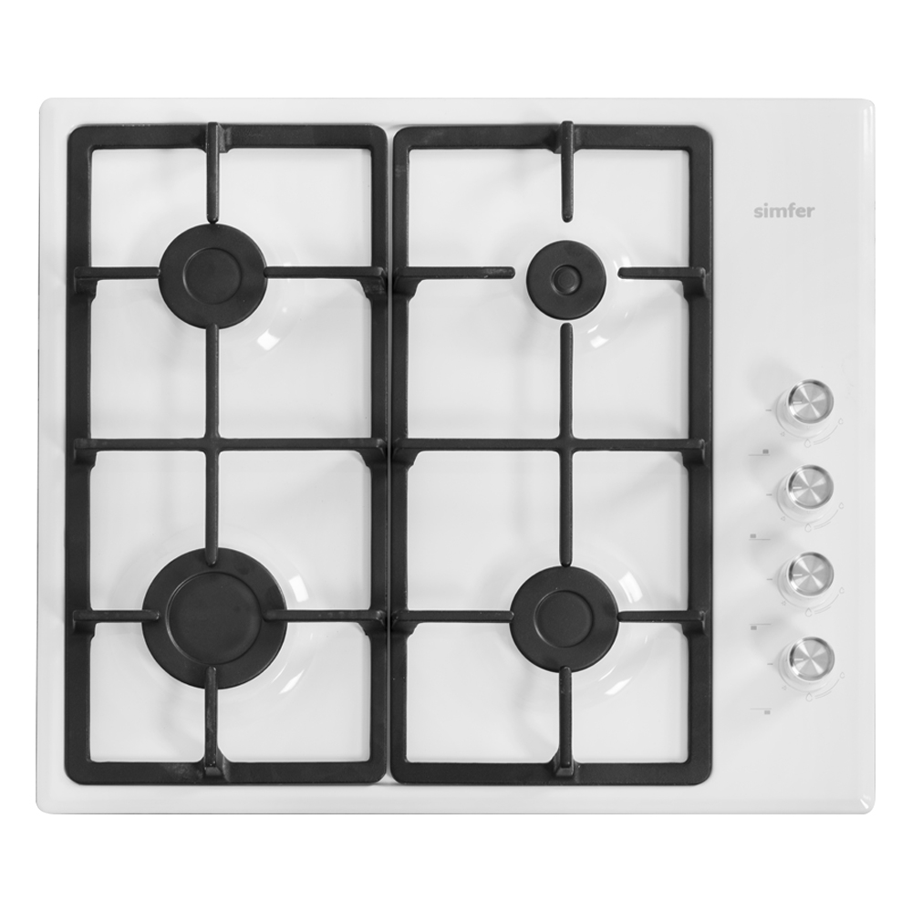 

Встраиваемая варочная панель газовая Simfer H60Q40W572 белая, H60Q40W572