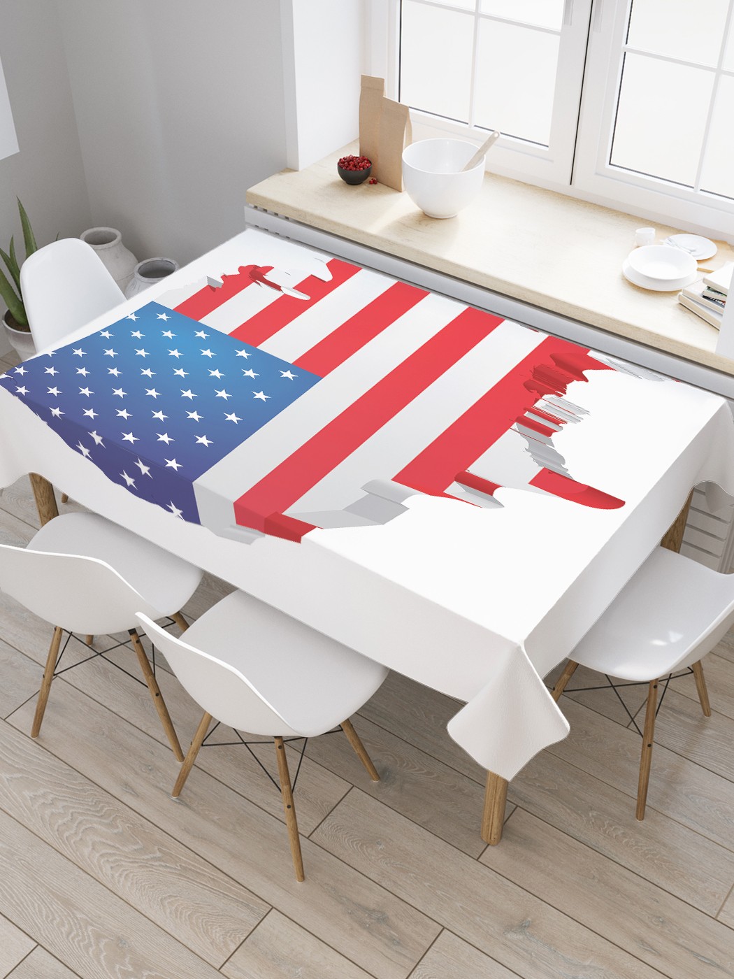 

Скатерть прямоугольная JoyArty "Карта США 3Д" из оксфорда, 180x145 см, Белый, Карта США 3Д