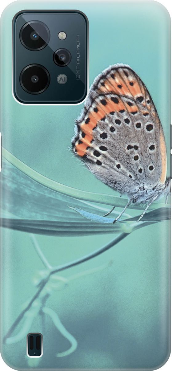 

Силиконовый чехол на realme C31 с принтом "Бабочка на листке", Голубой;оранжевый, 1569900