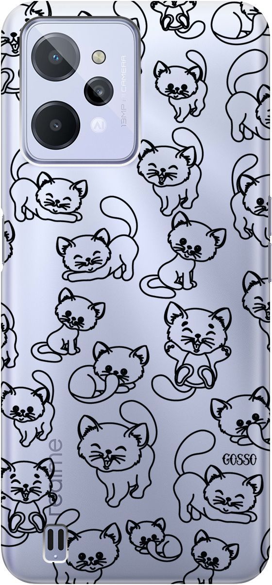 

Силиконовый чехол на realme C31 с 3D принтом "Cute Kitties" прозрачный, Прозрачный;черный, 1570900