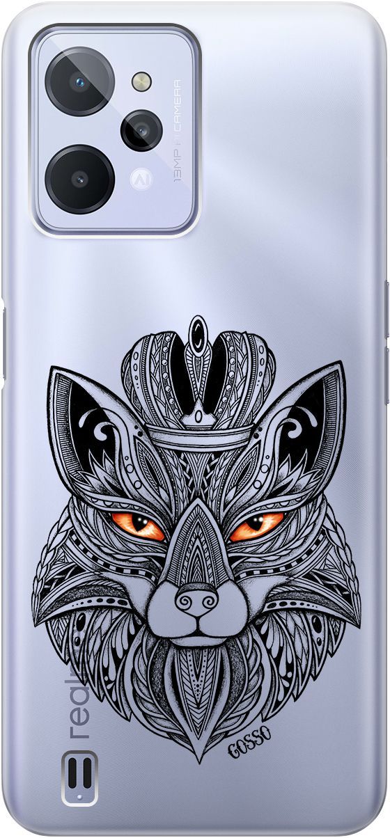 

Силиконовый чехол на realme C31 с 3D принтом "Fox Queen" прозрачный, Прозрачный;серый, 1570900