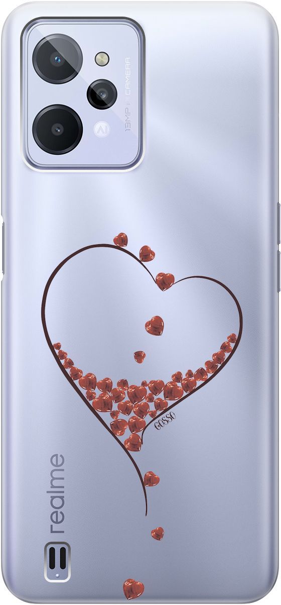 

Силиконовый чехол на realme C31 с 3D принтом "Little hearts" прозрачный, Прозрачный;черный, 1570900