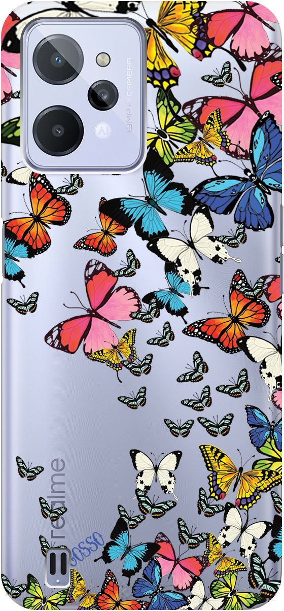 

Силиконовый чехол на realme C31 с 3D принтом "Magic Butterflies" прозрачный, Прозрачный;желтый, 1570900