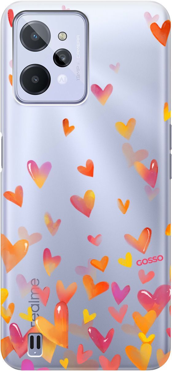 

Силиконовый чехол на realme C31 с 3D принтом "Flying Hearts" прозрачный, Прозрачный;желтый, 1570900
