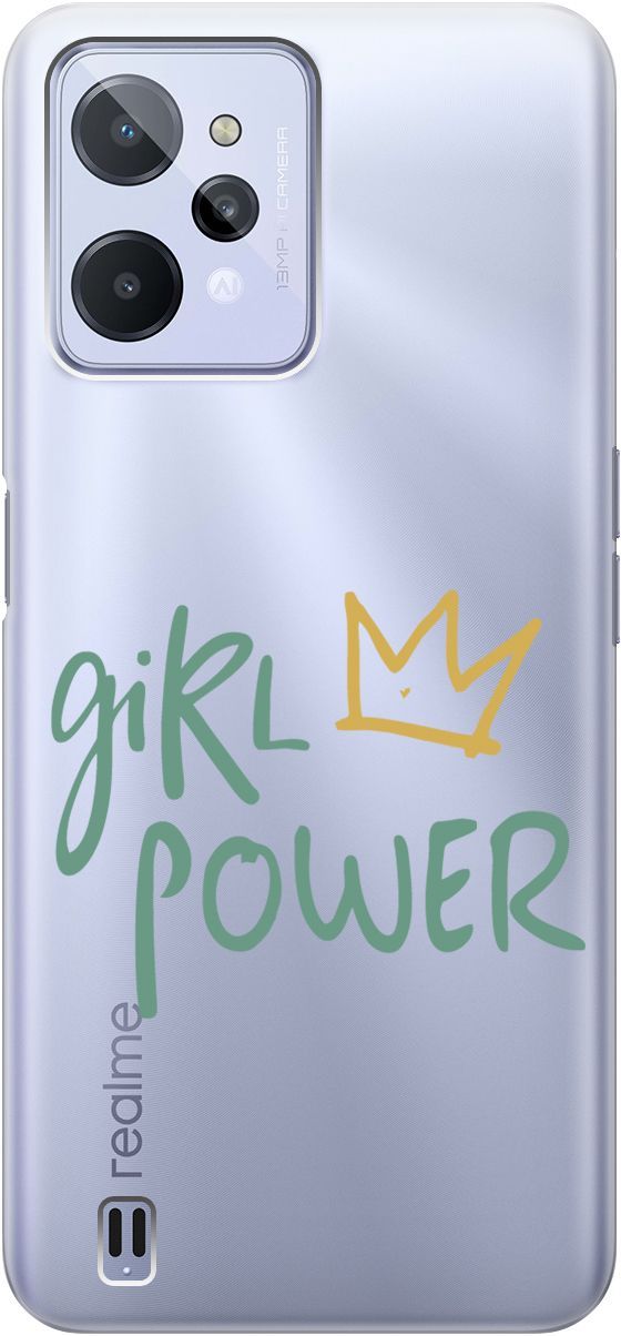 

Силиконовый чехол на realme C31 с 3D принтом "Girl Power!" прозрачный, Прозрачный;зеленый, 1570900